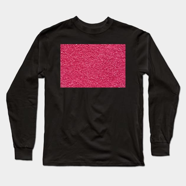 Bright Pink Glitter Texture Long Sleeve T-Shirt by vintage-glow